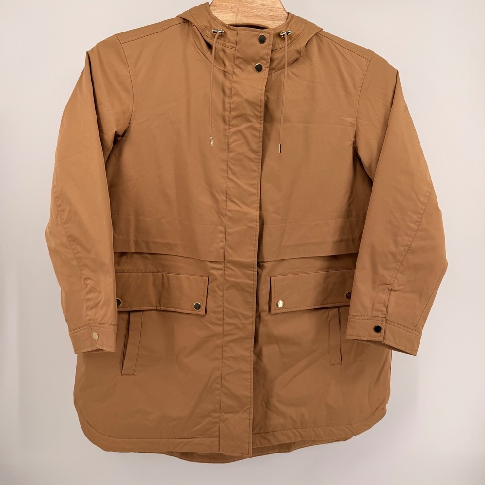 Liz Claiborne Jacket Womens 2X Brown French Caramel Anorak Water Repellent Hood